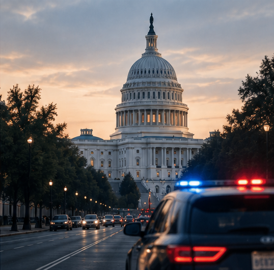 Law enforcement near the U.S. Capitol, connecting public policy decisions with public safety on the street